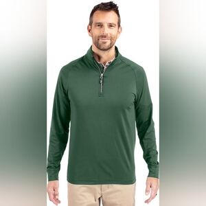 Cutter & Buck Adapt Eco Knit Stretch Quarter Zip Pullover golf Mens XXL Green